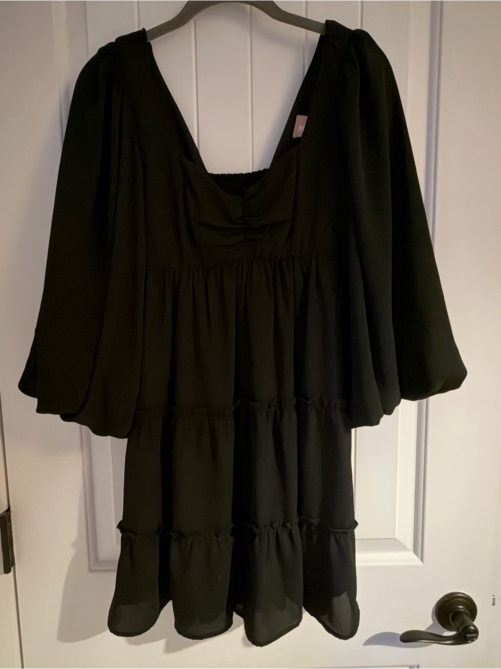 Show Me Your MuMu Black Mini Tiered V‑Neck Dress XS. LBD